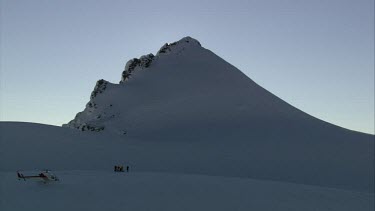 Aerial of Mount Everest: Helicopter and Climbers