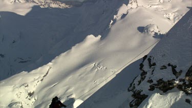 Aerial of Mount Everest:Two Climbers climbing