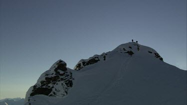 Aerial of Mount Everest:Two climbes on Aerial of Mountain peak and viewing