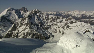 Aerial of Mount Everest: Group of Climbers climbing down