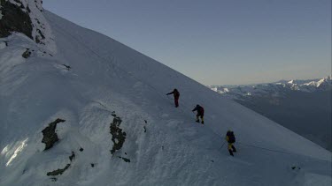 Aerial of Mount Everest: Group of Climbers climbing