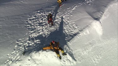 Aerial of Mount Everest: Group of Climbers