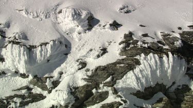 Aerial of Mount Everest: Group of Climbers/ Helicopter in BG