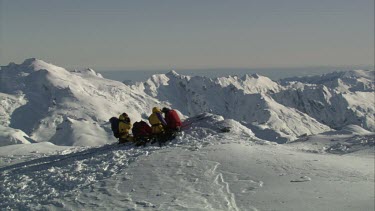 Aerial of Mount Everest: Group of Climbers
