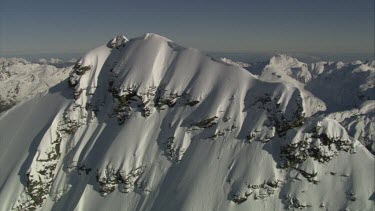 Aerial of Mount Everest: Flags on Peak