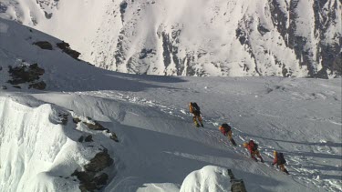 Aerial of Mount Everest: Group of Climbers