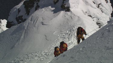 Aerial of Mount Everest: Group of Climbers