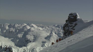 Aerial of Mount Everest: Group of Climbers