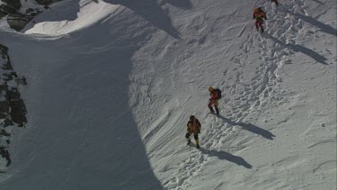 Aerial of Mount Everest: Group of Climbers