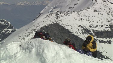 Aerial of Mount Everest: Climbers