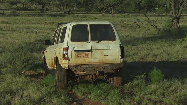 Aerial -Kimberley Region -Broken Down 4WD Drive - Someone has abandon