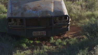 Aerial -Kimberley Region -Broken Down 4WD Drive - Someone has abandon