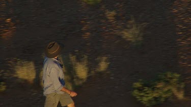 Aerial -Kimberley Region  - man walking in bush land
