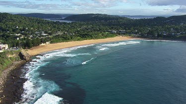 Aerial - Sydney Beach with surfers