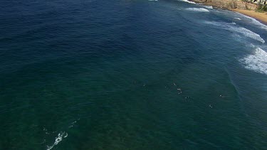 Aerial - Sydney Beach with surfers