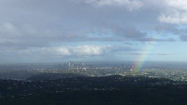 Aerial - Sydney Suburbs - View of Sydney City  - Rainbow in BG