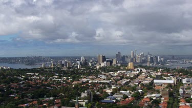 Aerial - North Sydney Suburbs - View of Sydney City - North Sydney - Harbour Bridge