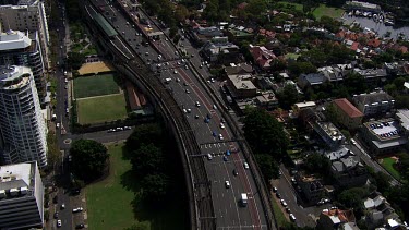 Aerial - Sydney - Highway connect to Sydney Harbour Bridge