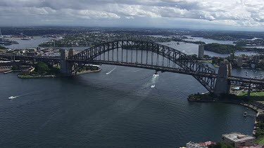 Sydney to Blue Mountains - Aerial - Sydney Harbour Bridge - Light Traffic