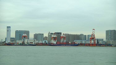 Ship sailing in Odaiba harbour in Tokyo