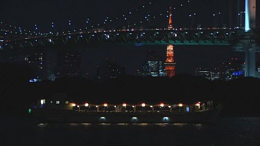 Small boats at anchor near the Rainbow Bridge, Tokyo