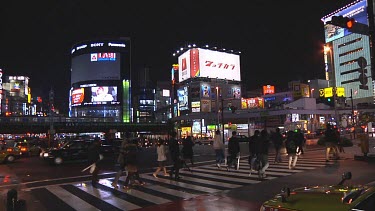 Pedestrians crossing a street in Tokyo, Japan