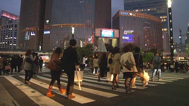 Pedestrians crossing a street in Tokyo, Japan