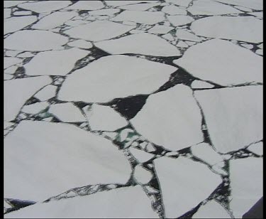 Track over cracked and melted ice floe