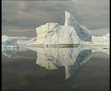 Iceberg reflecting in still water