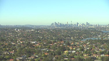 Sydney North Shore suburbs and inner west. Harbour and bridge with city in background