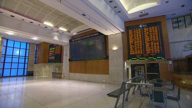 Marble lobby of Australian Securities Exchange Stock Exchange ASX. Office building.