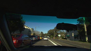 Point of View POV driving in a car, highway