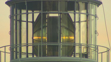 Byron Bay lighthouse. Working lighthouse with rotating lamp light.