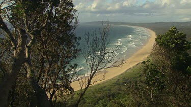 Bay with beach and waves, ocean, sea.
