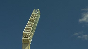 Close Up locked-off shot floodlights at sports stadium, WACA Perth.  Western Australia Cricket Grounds. Home of the  warriors.