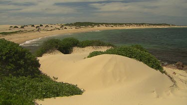 Coastal Sand dunes landscape. Bennetts Beach Hawkes Nest, New South Wales.