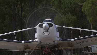 Propeller plane prepares for take off