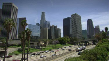 Highways and office buildings, downtown Los Angeles,