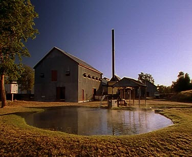 Dam with water irrigation farm