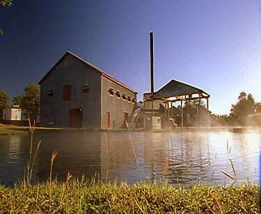 Dam with water irrigation farm