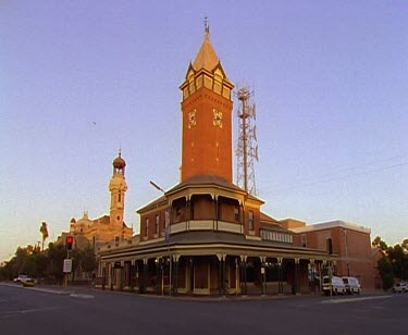 Clock tower and post office. Sorting the post