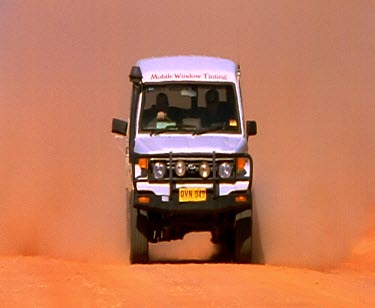 Driving in outback. dust truck transport