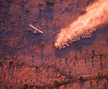 Montage MS small glider plane takes off. pilot. Aerial shots of plane and sheep station. red earth outback