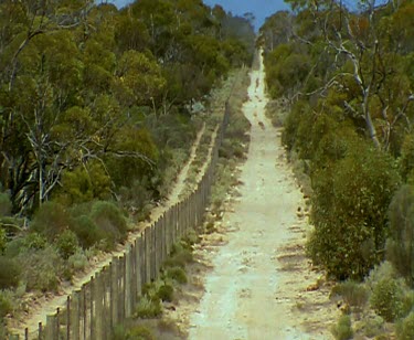 Long shot of Dingo fence. Eyre Peninsula. South Australia. The world's longest fence.