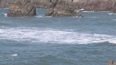 Gentle waves on pristine cove and shoreline