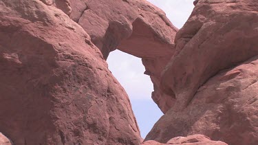 Rocky Canyon Arch; sheer and deep; monumental buttes, boulders, and mesas