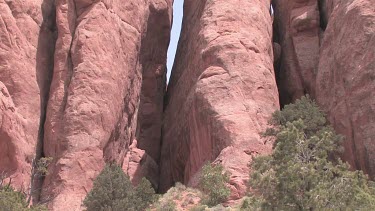 Rocky Canyon Walls; sheer and deep; monumental buttes, boulders, and mesas