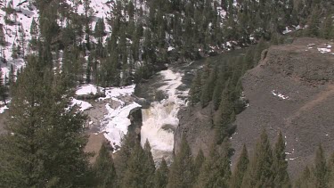 Cascading waterfall in early spring