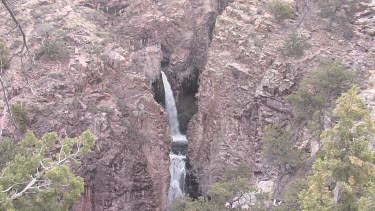 Cascading waterfall in spring