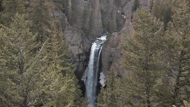 Cascading waterfall in spring